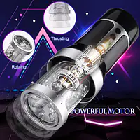 Moan Master 3-in-1 Vibrating, Thrusting & Rotating Male Masturbator with Girl Voice Earphones - Master