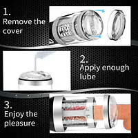 Moan Master 3-in-1 Vibrating, Thrusting & Rotating Male Masturbator with Girl Voice Earphones - Master