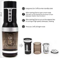 Moan Master 3-in-1 Vibrating, Thrusting & Rotating Male Masturbator with Girl Voice Earphones - Master