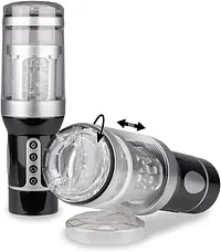 Moan Master 3-in-1 Vibrating, Thrusting & Rotating Male Masturbator with Girl Voice Earphones - Master