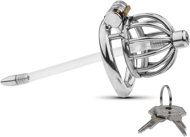 Steel Vault X-Tube Stainless Steel Chastity Cage with Removable Urethral Tube & Secure Lock - Master