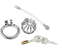 Steel Vault X-Tube Stainless Steel Chastity Cage with Removable Urethral Tube & Secure Lock - Master