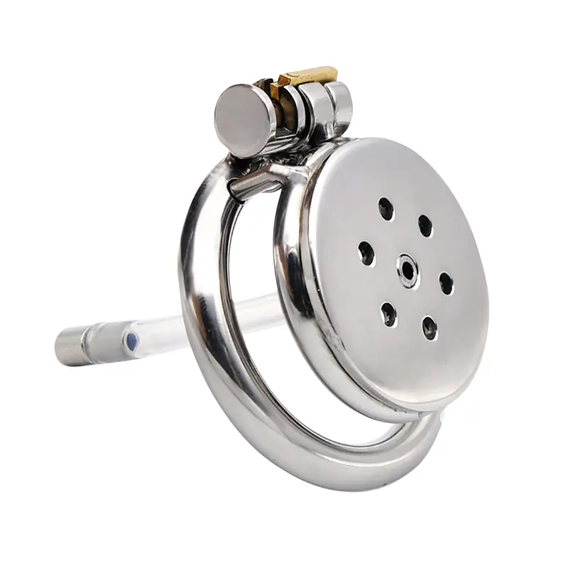 Flat Guard Stainless Steel Chastity Cage with Removable Urethral Tube & Secure Lock - Master