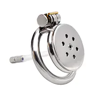 Flat Guard Stainless Steel Chastity Cage with Removable Urethral Tube & Secure Lock - Master