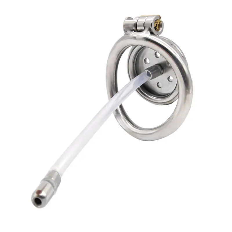 Flat Guard Stainless Steel Chastity Cage with Removable Urethral Tube & Secure Lock - Master