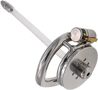 Flat Guard Stainless Steel Chastity Cage with Removable Urethral Tube & Secure Lock - Master
