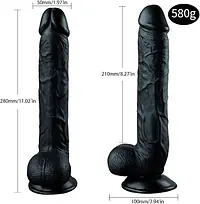 Black Thunder Veined 10-Inch Realistic Dildo - Master